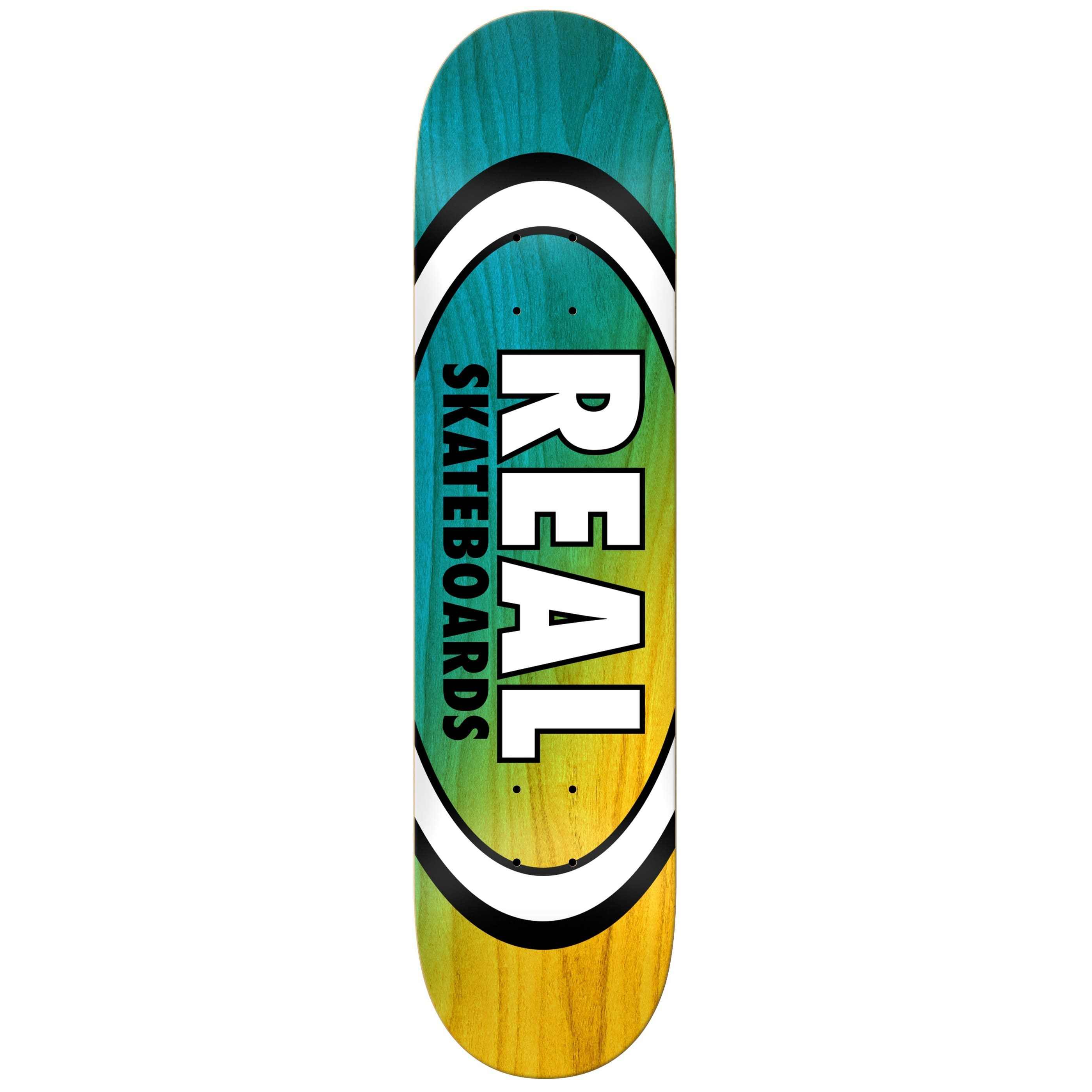 Blue with Yellow Oval Logo - Real Angle Dip Oval Blue and Yellow 8.25 Skate Deck.co.uk