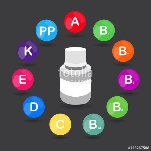 Vitamins Circle Rainbow Logo - Vector colorful set of the rainbow colored bubble vitamins