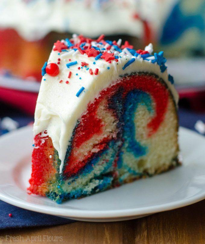 Red White and Blue Food Logo - Red, White, & Blue Swirl Bundt Cake