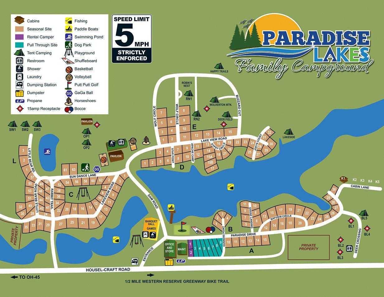 Paradise Lake Logo - Paradise Lakes Family Campground. Site Map & Camping Policies