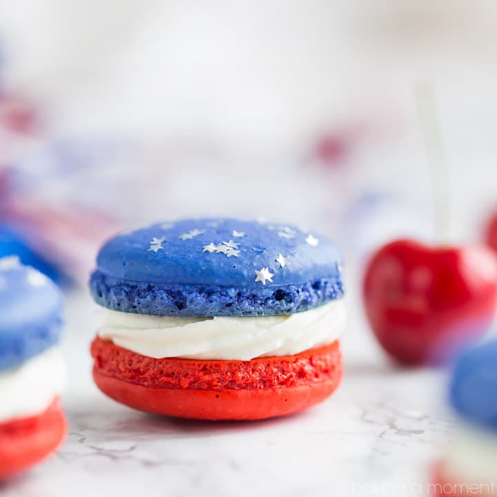 Red White and Blue Food Logo - Red, White, and Blue Cherry Cheesecake Macarons - Baking A Moment