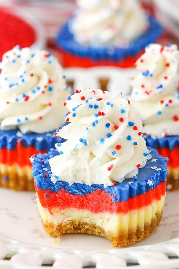 Red White and Blue Food Logo - Red, White and Blue Mini Cheesecakes | 4th of July Dessert Recipe