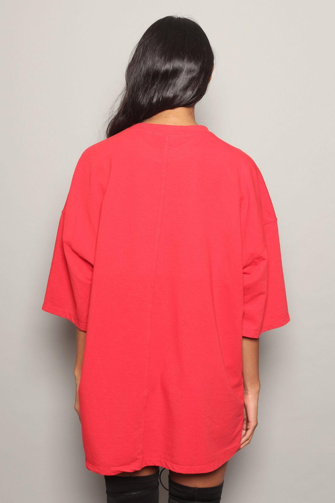 Red Dress Logo - Red Logo Oversized Dress T-Shirt – Curtien
