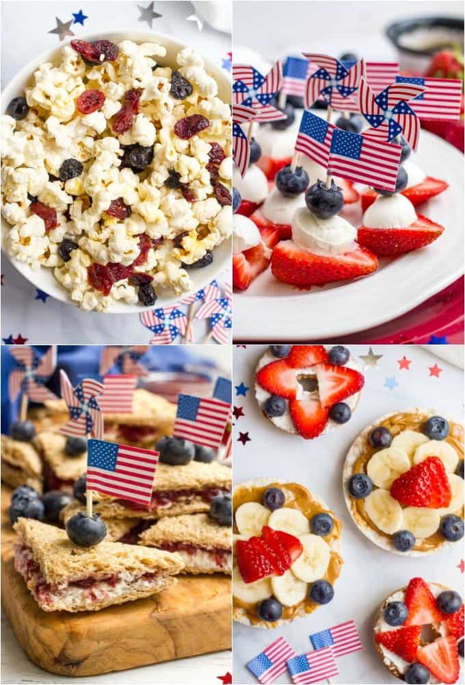 Red White and Blue Food Logo - Easy red, white and blue July 4th appetizers - Family Food on the Table