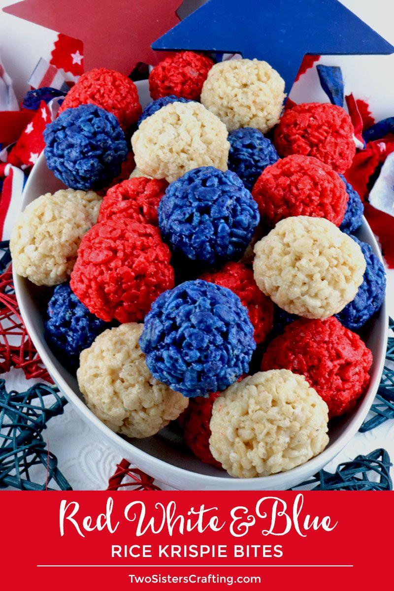 Red White and Blue Food Logo - Red White and Blue Rice Krispie Bites - Two Sisters