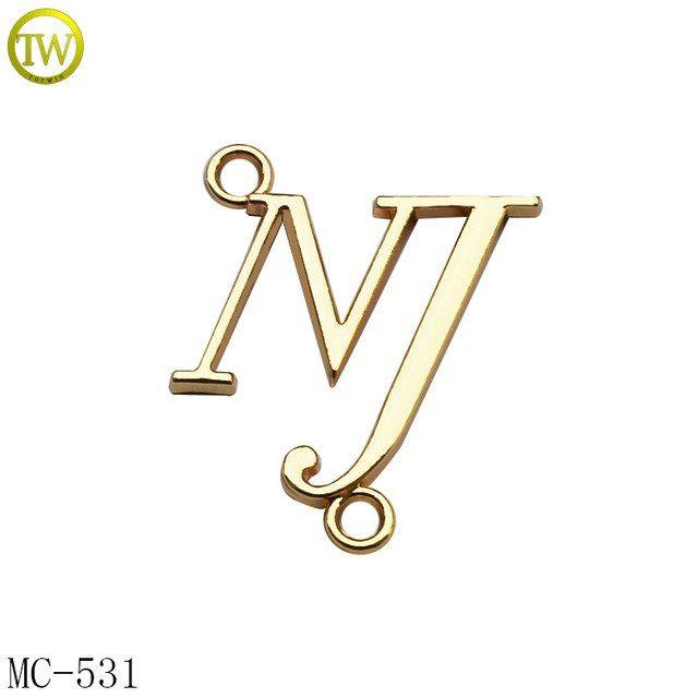Custom Letter Logo - MC531 Custom metal letter Logo label Metal Name Tags for swimwear
