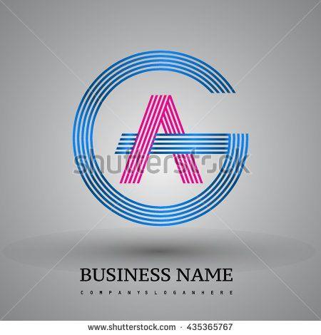 Georgia Red and Blue Business Logo - Letter GA or AG linked logo design circle G shape. Elegant blue