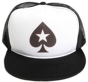 Spade with White Star Logo - New Retro Poker Spades Star Flat Bill Hat Cap Mesh/Foam Truckers ...