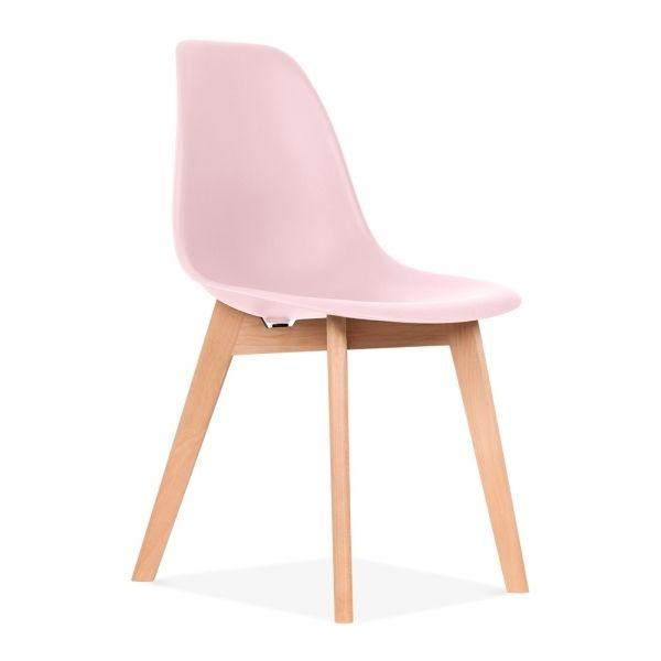 Pastel Furniture Logo - Eames Inspired Pastel Pink DSW Dining Chair with Crossed Wood Legs
