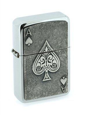 Spade with White Star Logo - Star Chrome Lighter with an English Pewter Emblem, ACE of SPADES ...