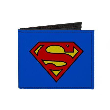 Wallmart Pictures of S Logo - Superman DC Comics Comic Book Superhero S Logo Canvas Bi Fold Wallet