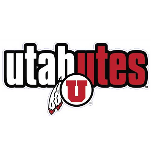 White with Red Center Logo - Red, Black, and White Utah Utes with Center Logo Decal | Utah Red Zone