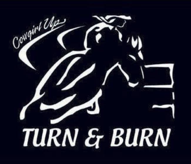 Burn Logo - Cowgirl Up Turn & Burn Logo Sticker