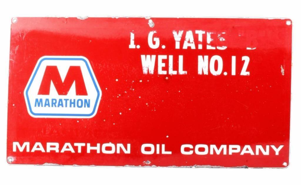 Marathon Oil Company Logo - Marathon Oil Co. Yates Well Porcelain Sign