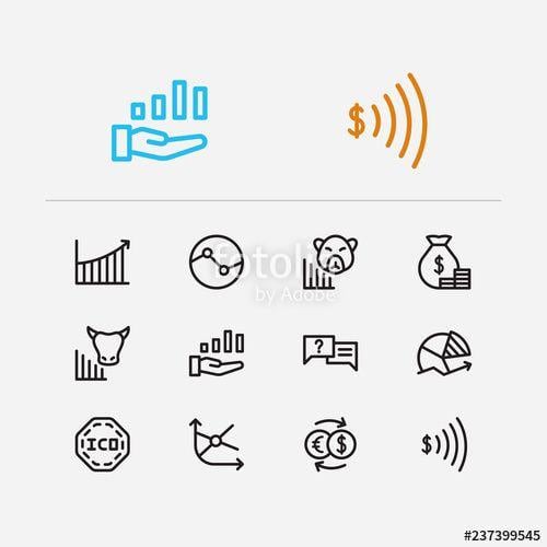 Stocks App Logo - Financial icons set. Yield and financial icons with stock sector ...