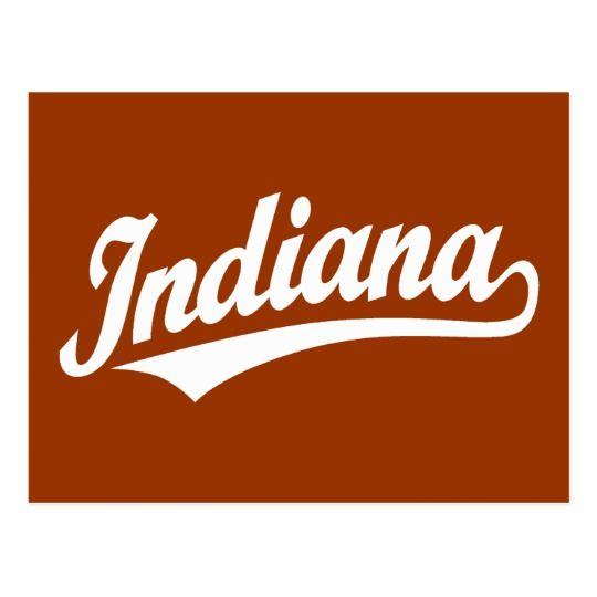 Indiana Logo - Indiana script logo in white postcard | Zazzle.com