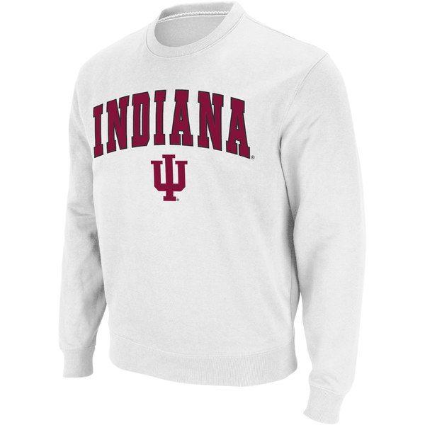 White Indiana Logo - Men's Colosseum White Indiana Hoosiers Arch & Logo Crew Neck ...