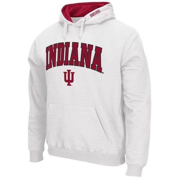 White Indiana Logo - Men's Colosseum White Indiana Hoosiers Arch & Logo Pullover Hoodie