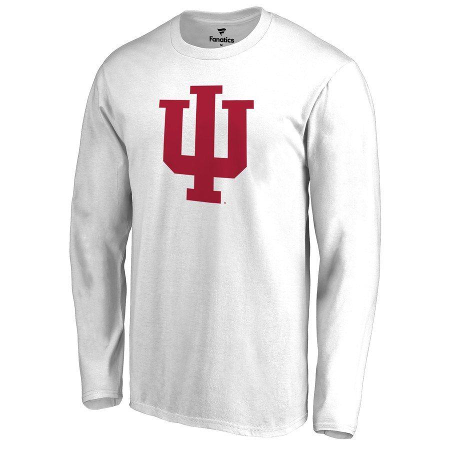 White Indiana Logo - Men's Fanatics Branded White Indiana Hoosiers Primary Logo Long ...