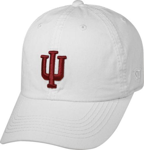 White Indiana Logo - Top of the World Men's Indiana Hoosiers White Crew Adjustable Hat ...