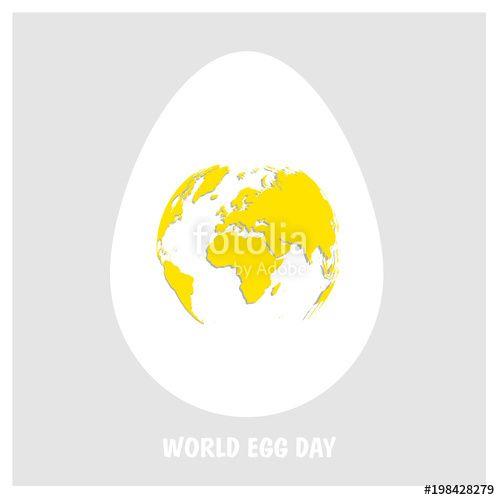 Egg Form Logo - White egg with yellow world map. Planet Earth in form of egg yolk on ...