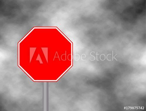 Rectangular White with Red Letters Logo - Photograph of a blank red traffic stop sign with rectangular white