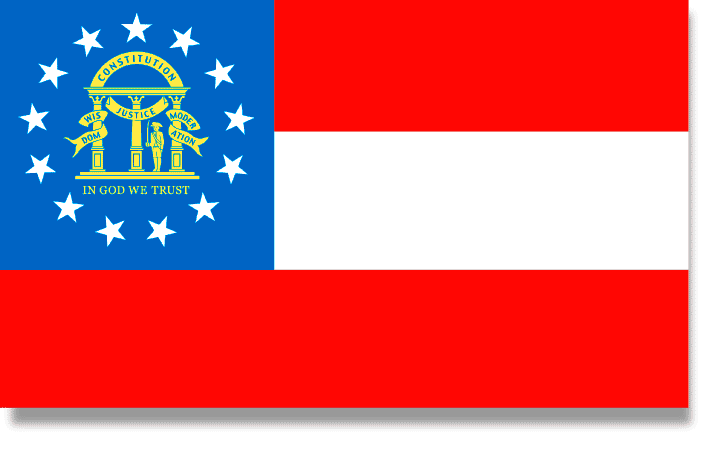 Rectangular White with Red Letters Logo - State Flag Descriptions