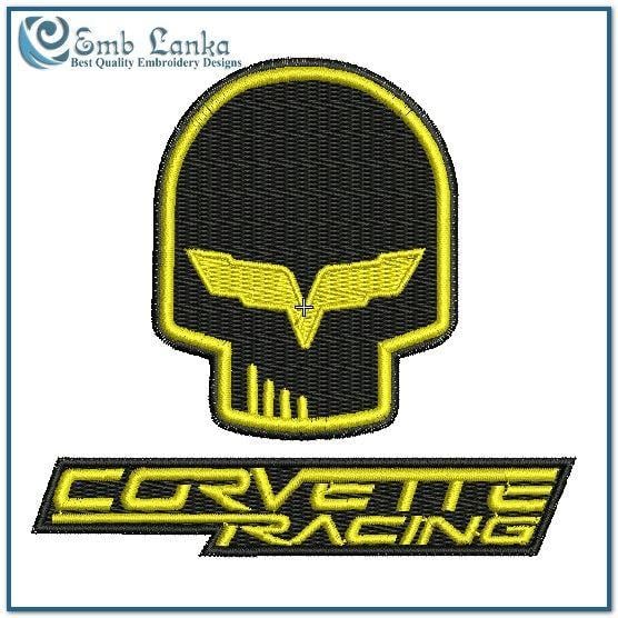 Corvette Racing Logo - Corvette Racing Jake Skull Logo Embroidery Design | Emblanka.com