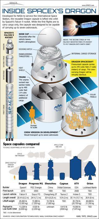 Dragon Falcon 9 Logo - How SpaceX's Dragon Space Capsule Works (Infographic)