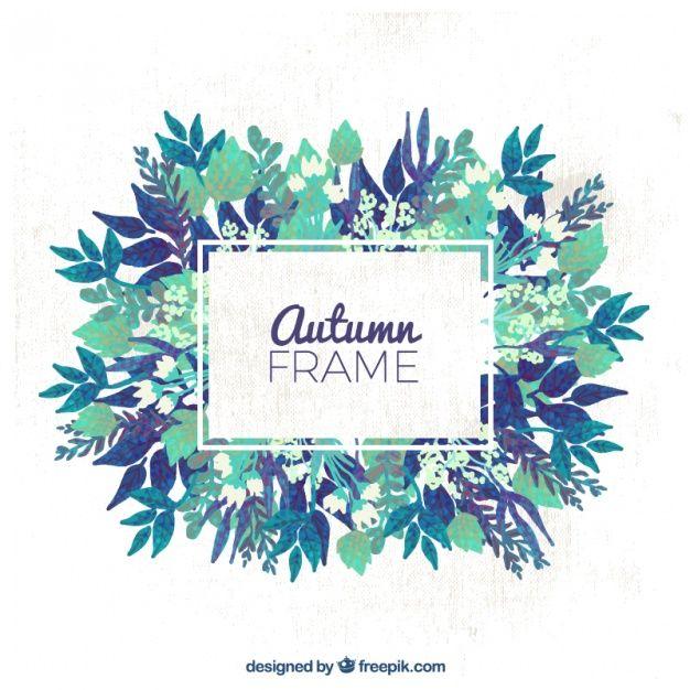 Blue Flowers Logo - Autumnal frame with blue flowers Vector | Free Download