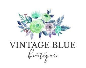 Blue Flowers Logo - Floral blog template | Etsy