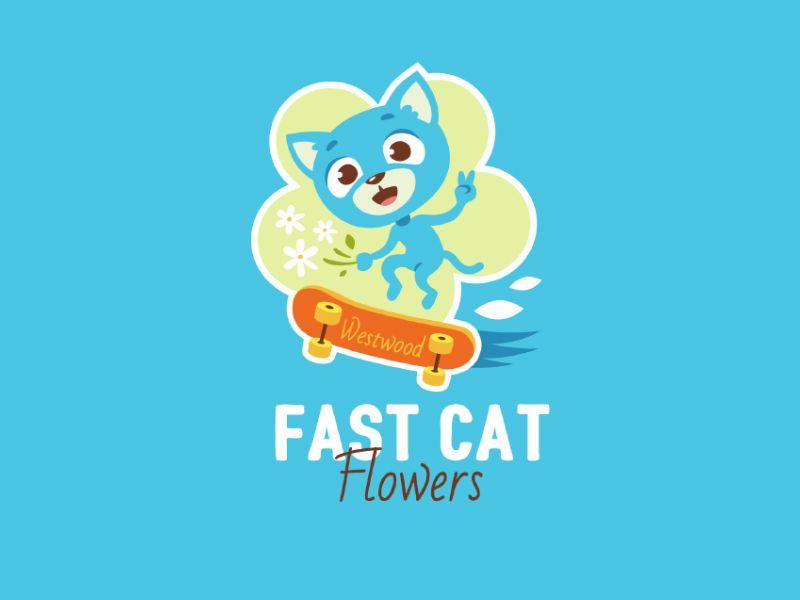 Blue Flowers Logo - Fast Cat Flowers logo design by Hanna Artiukhova | Dribbble | Dribbble