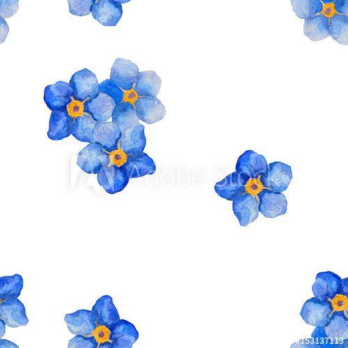 Blue Flowers Logo - Blue seamless forget me not and bindweed spring flowers in bouquet