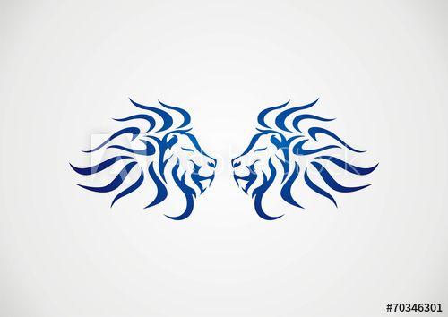 Blue Lion Head Logo - two blue lion head in logo vector - Buy this stock vector and ...