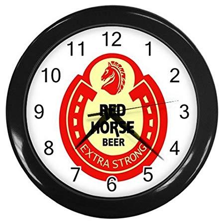 Red Horse in Circle Logo - Red Horse Beer Logo Wall Clock (Black) 10