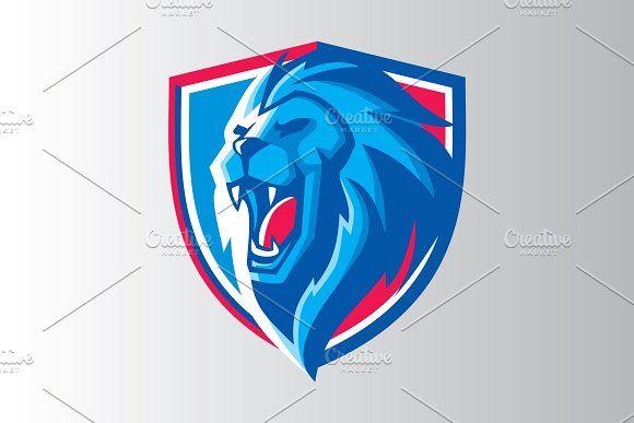 Blue Lion Head Logo - LION HEAD LOGO ~ Illustrations ~ Creative Market