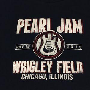 2013 New Rock Band Logo - Pearl Jam Navy Blue T-shirt Wrigley Field Chicago 2013 Rock Band ...