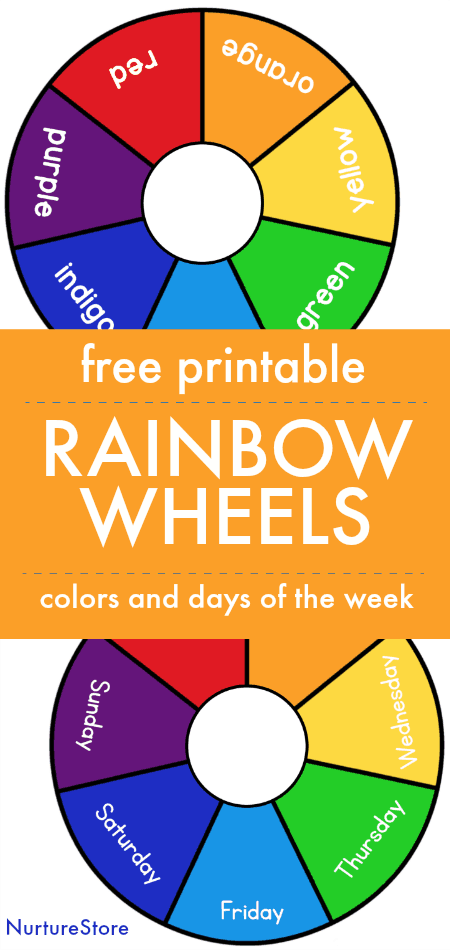 Rainbow Color Wheel Logo - Printable rainbow days of the week and color wheels - NurtureStore