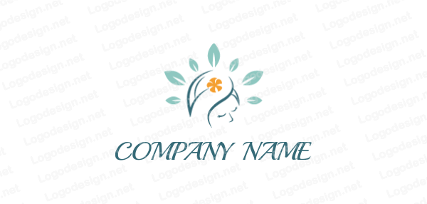 Leaves around Logo - girl head with flower and leaves around | Logo Template by ...