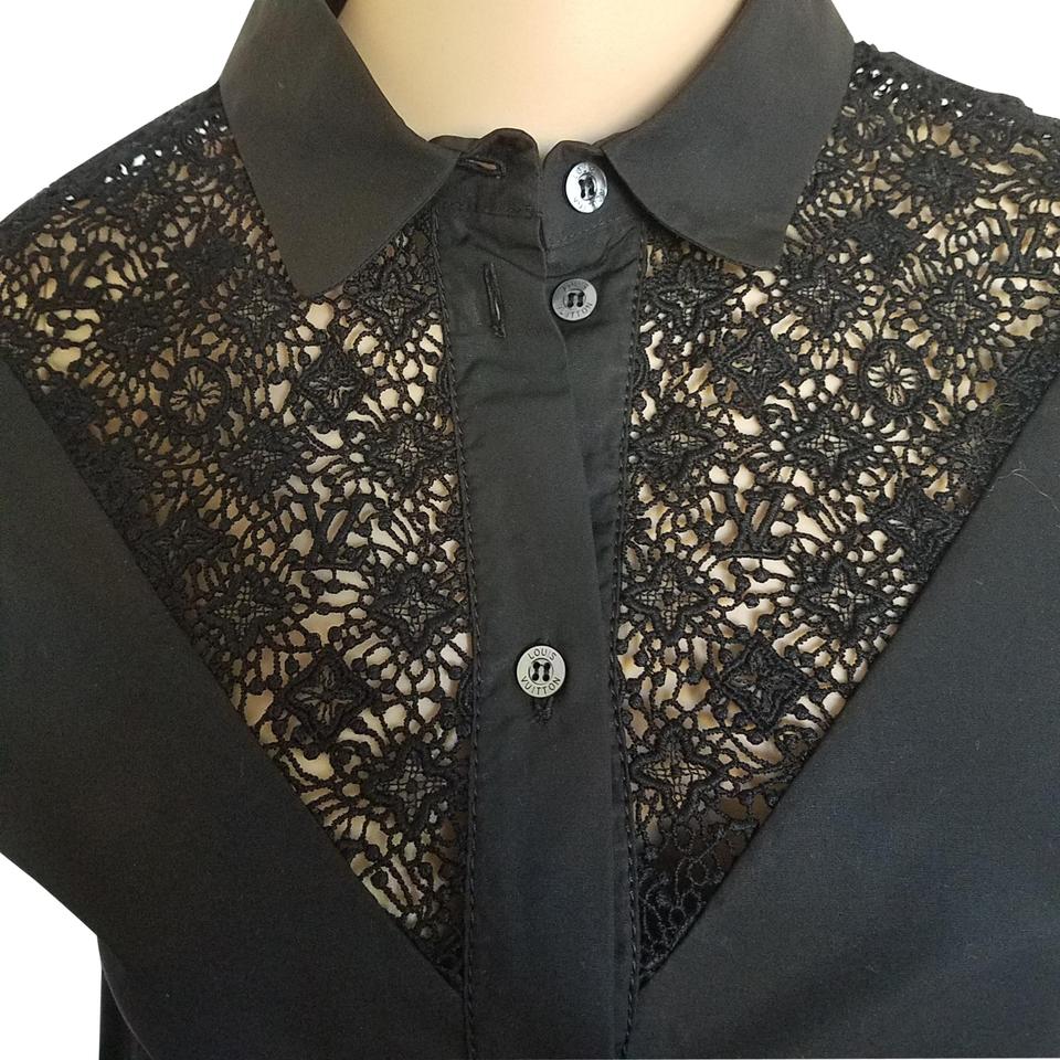 Black LV Logo - Louis Vuitton Black Lv Print Embellished Shortsleeve Blouse Size 4 ...