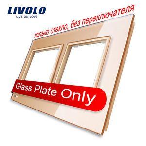 VL Gang Logo - LIVOLO EU Standard 2 Gang Gold Crystal Glass Panel No Base VL C7 SR
