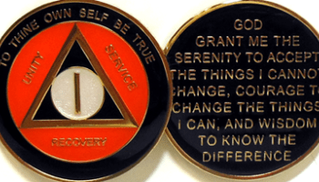 Red White Circle with Triangle Logo - Alcoholics Anonymous Black and White Circle Triangle Medallion