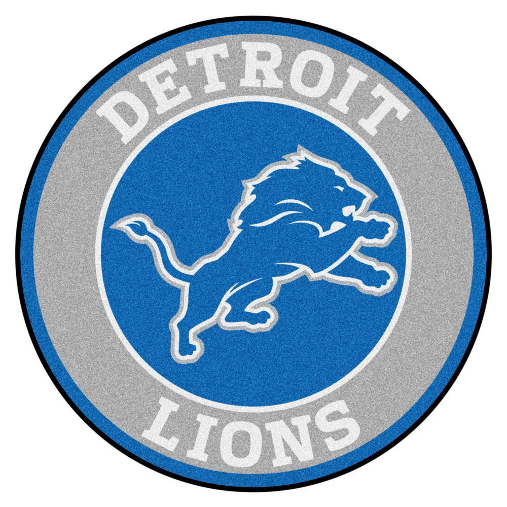 Detroit Lions Logo - FANMATS NFL Detroit Lions Blue 2 Ft. X 2 Ft. Round Area Rug 17958