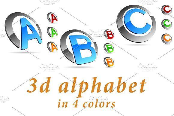 ABC Color Logo - ABC 3D alphabet Symbol Fonts Creative Market