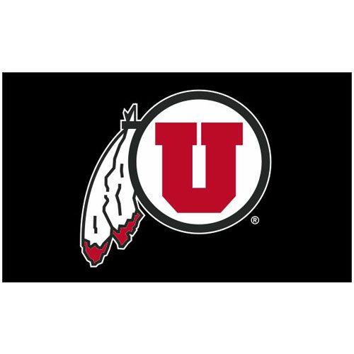 The Utes Logo - Athletic Logo Black Flag. Utah Red Zone
