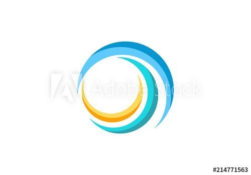 Yellow Swirl Logo - sphere circle elements swirl logo, abstract waves spiral symbol