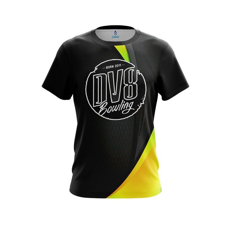 Yellow Swirl Logo - DV8 Carbon Yellow Swirl CoolWick Bowling Jersey