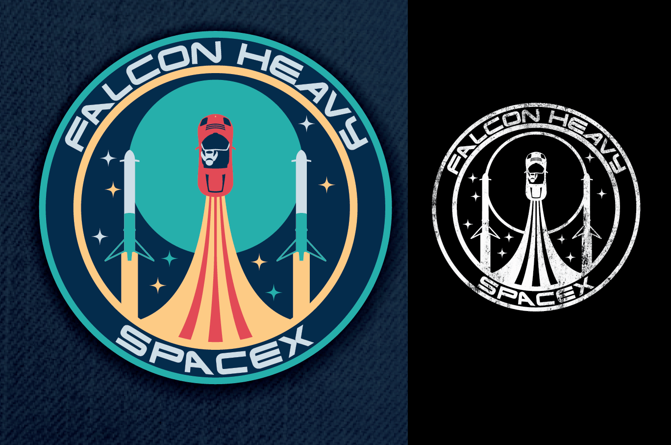 Falcon Heavy SpaceX Logo - SpaceX Falcon patch and tshirt concept