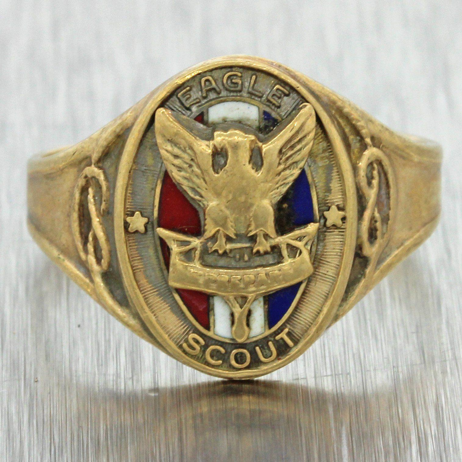 Yellow Blue Eagle Logo - Antique Victorian 10k Solid Yellow Gold Red White Blue Eagle Boy
