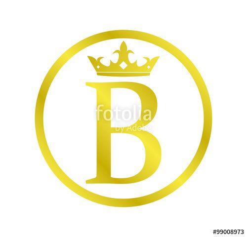 Letter B with Crown Logo - alphabet golden circle letter B with crown